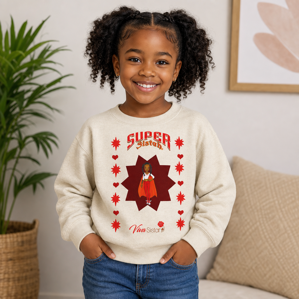 Kids & Big Kids Clothing — fleece crew neck regular fit sweatshirt — Super Sistah Hearts & Stars