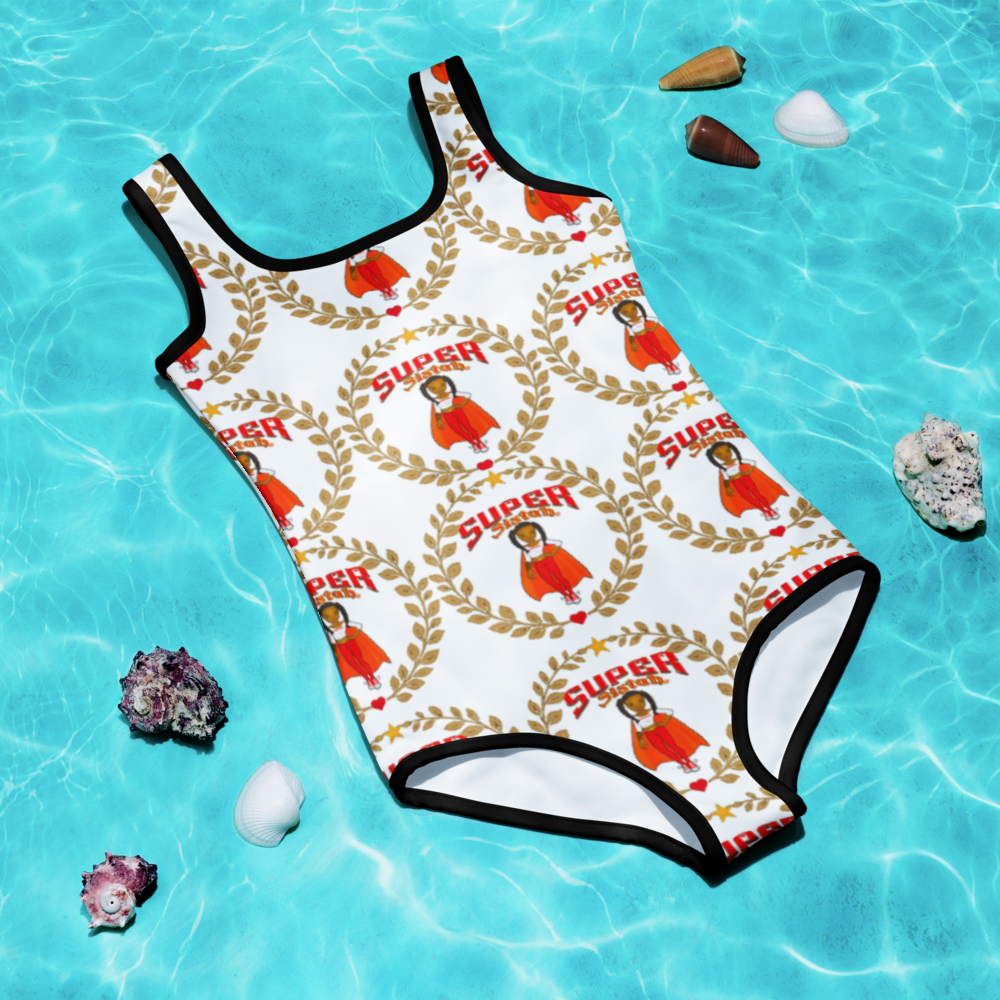All-Over Print Kids Swimsuit - Super Sistah Crowned