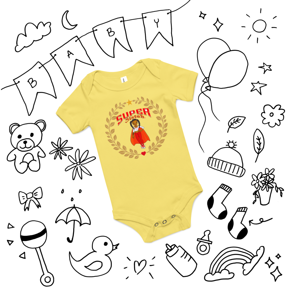 Baby short sleeve one piece Super Sistah Crown