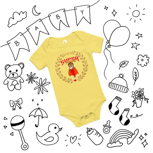 Baby short sleeve one piece Super Sistah Crown