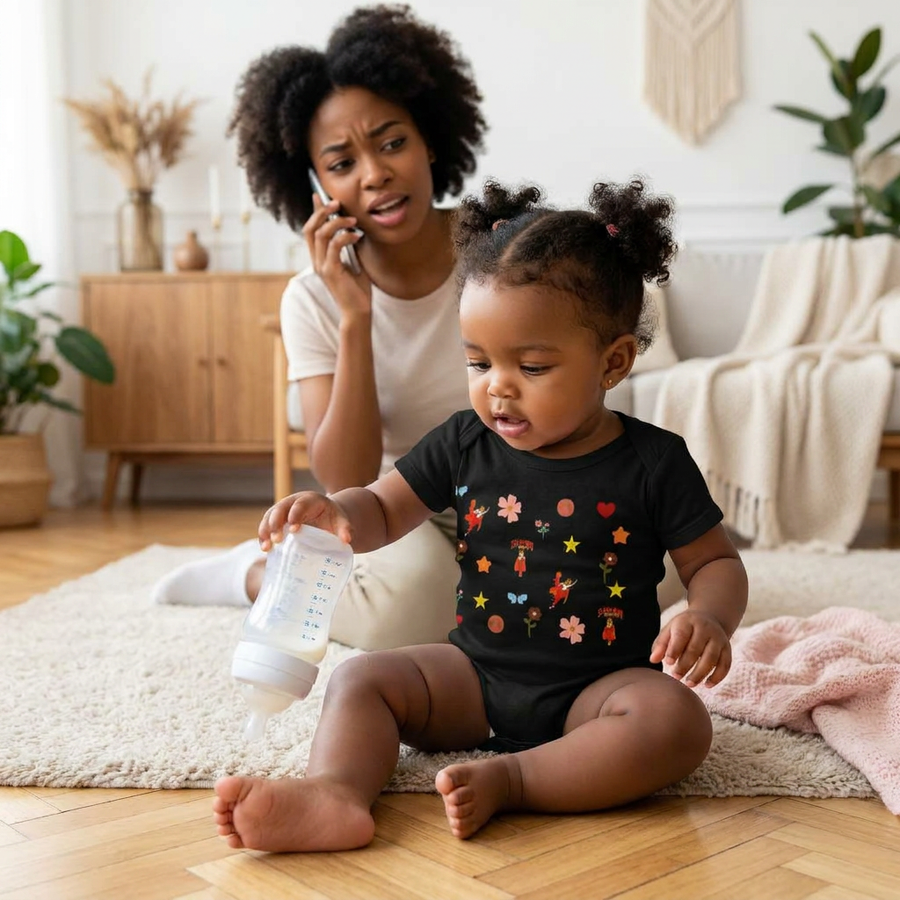 Infant & Toddlers Clothing - cotton jersey bodysuit - Super Sistah AOP