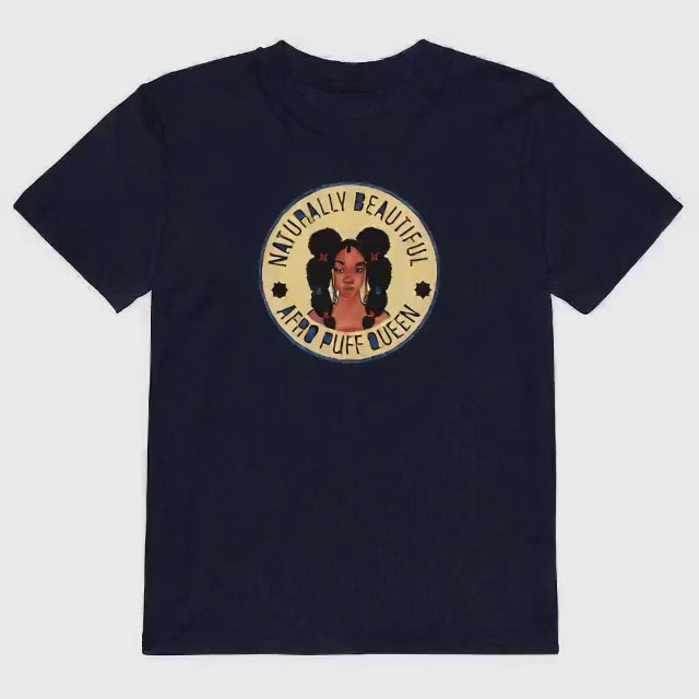 Kids & Big Kids - organic cotton t-shirt medium fit - Taya Afro Puffs